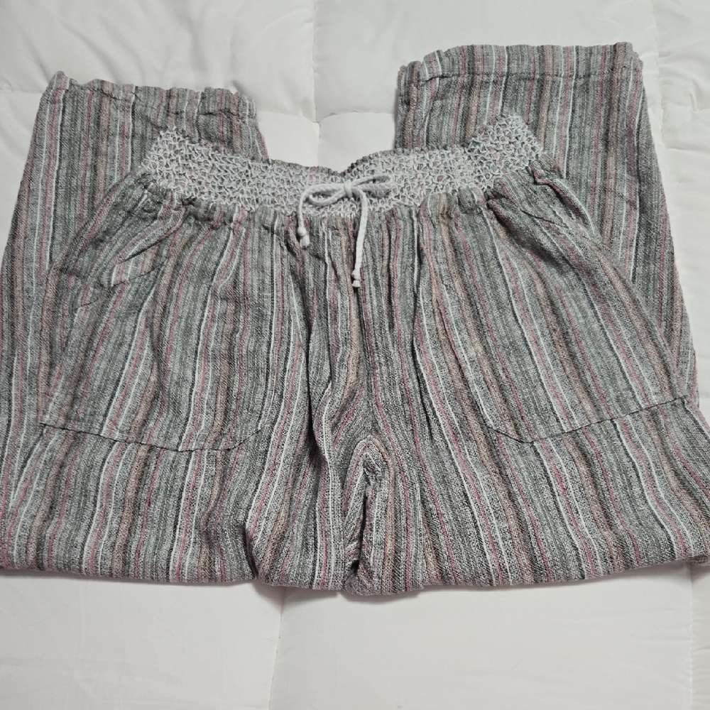 CJ Banks Women's 1X Striped Elastic Waist Capris